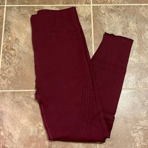 Fabletics burgundy seamless leggings with cutouts